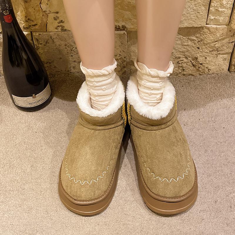 Модные ботинки на плоской подошве с круглым носком, роскошные дизайнерские зимние ботинки, женские зимние модные элегантные ботинки 2024 года