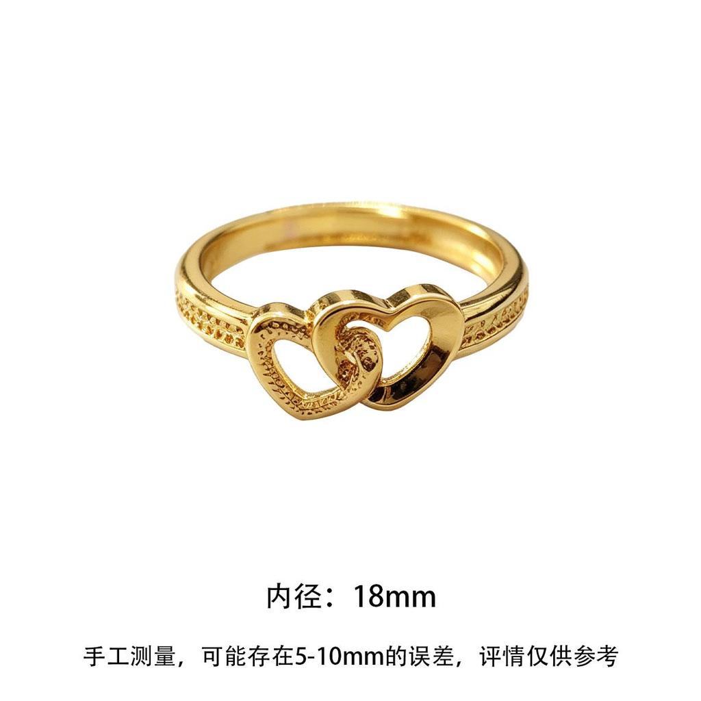 Double Heart Ring Women's Open Adjustable Couple Starry Sky Band Open Ring Daily Wear Index Finger Ring