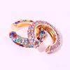 Серьги Bohemia C Crystal Кафф для ушей для женщин Штабелируемые C-образные каффы для ушей со стразами Клипсы-серьги Золотистый цвет