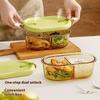 Стеклянный ланч-бокс для микроволновки для офисных работников, разделенный, термостойкий ланч-бокс-миска, герметичный и сохраняющий свежесть с крышкой