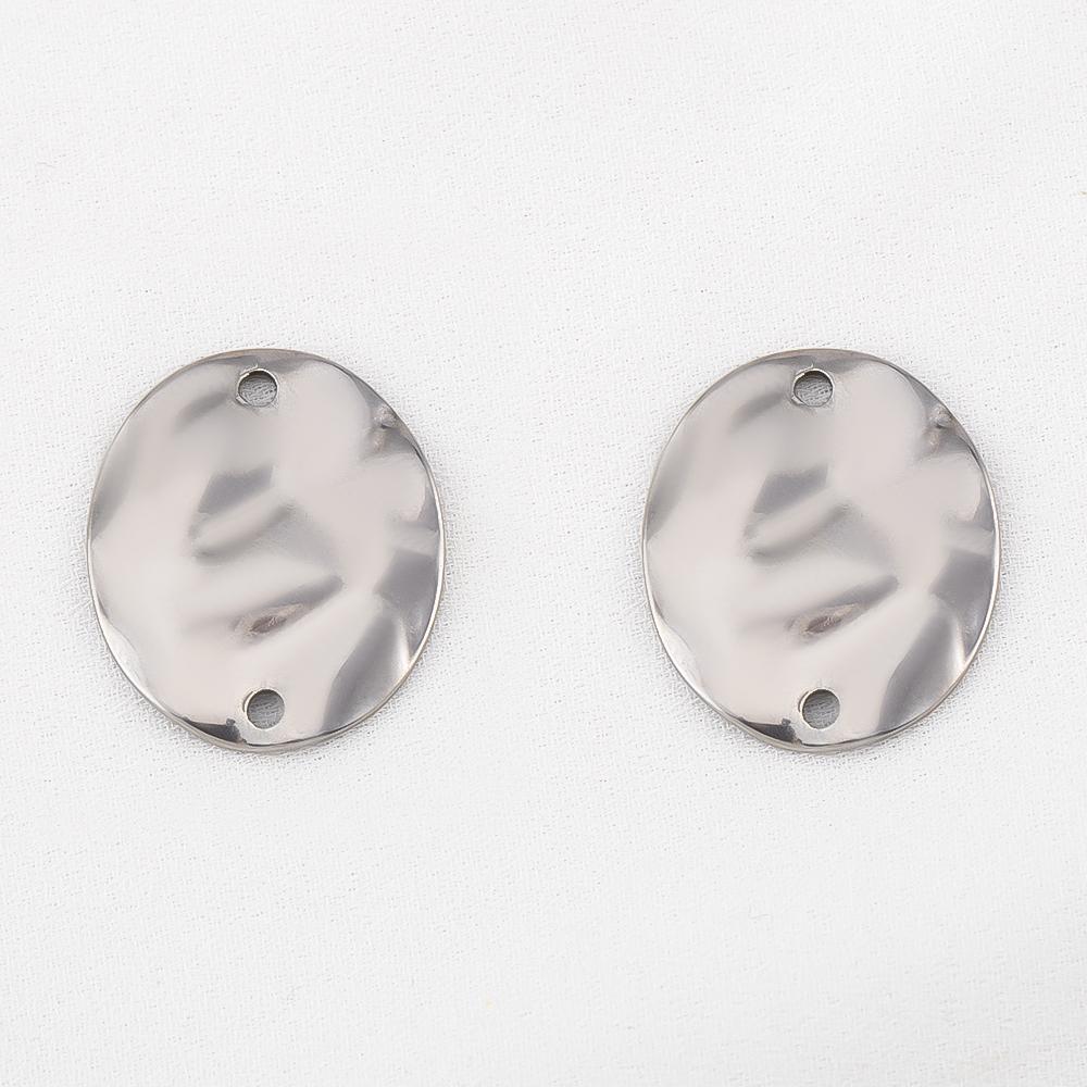 10pcs Stainless Steel 18K Plated Oval Star Heart Charms Double Hole Pendants for DIY Necklace Bracelet Jewelry Making Supplies