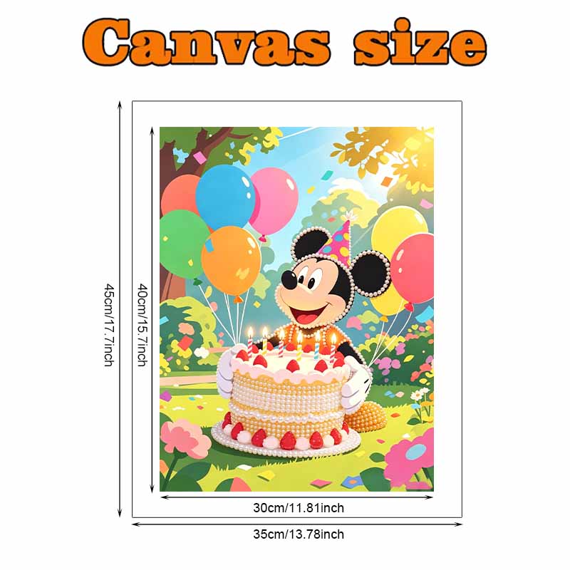 Disney Pearl Art Painting Mickey Birthday Cake Wall Decor Fun Party Picture Crafts Adult/Beginner Gift Creative Home Decor Unframed
