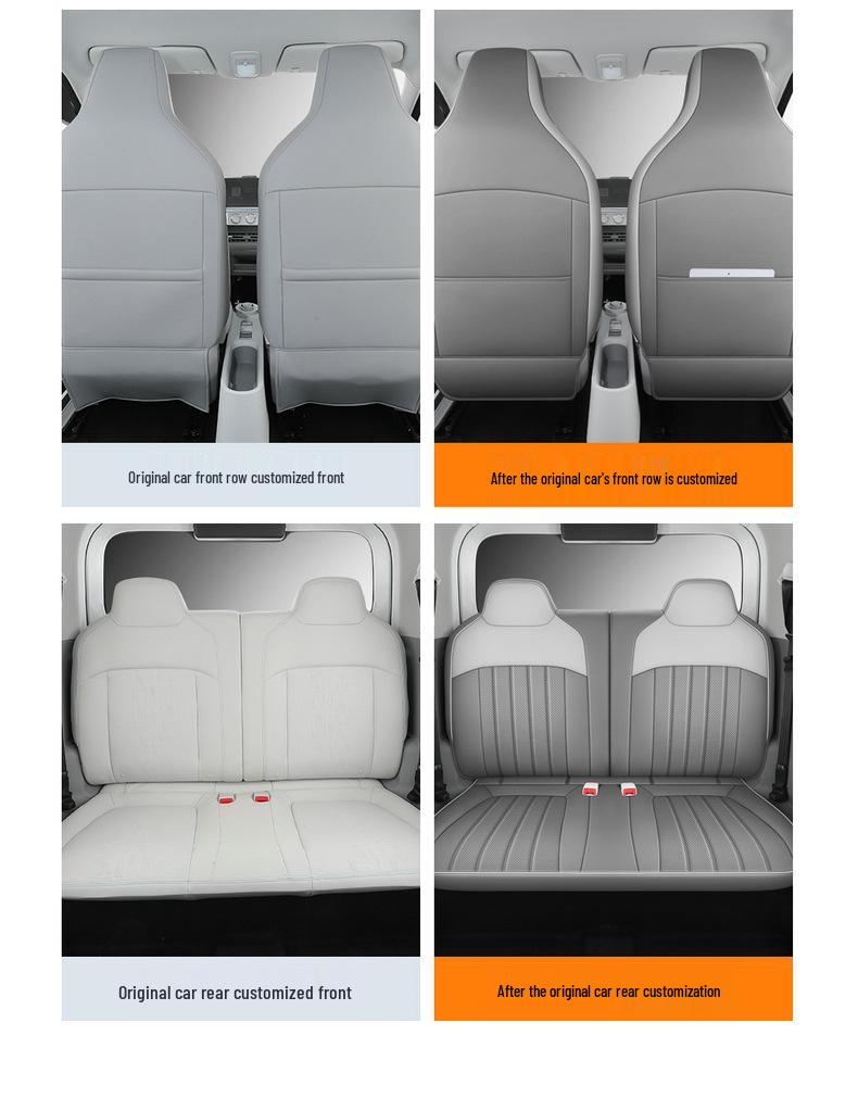 Custom-Fit Leather Car Seat Cushion for Wuling Qingkong - Cute Cartoon Design, Full Coverage for Four-Seat Models