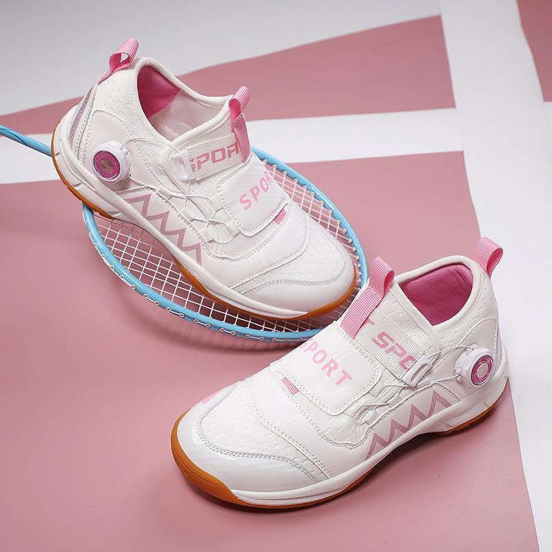Badminton Shoes Boys Girls Breathable Casual Sports Shoes Youth Students Rotary Buckle Net Shoes