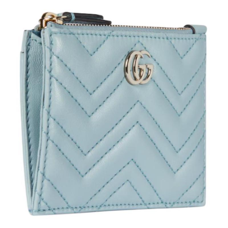 Gucci GG Marmont тисненый V-образный светло-золотистый отделка кожаный чехол для ключей женский светло-голубой