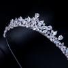 CMM High Quality Sparkling Cubic Zirconia Headdress Bridal Flower Tiara Crown