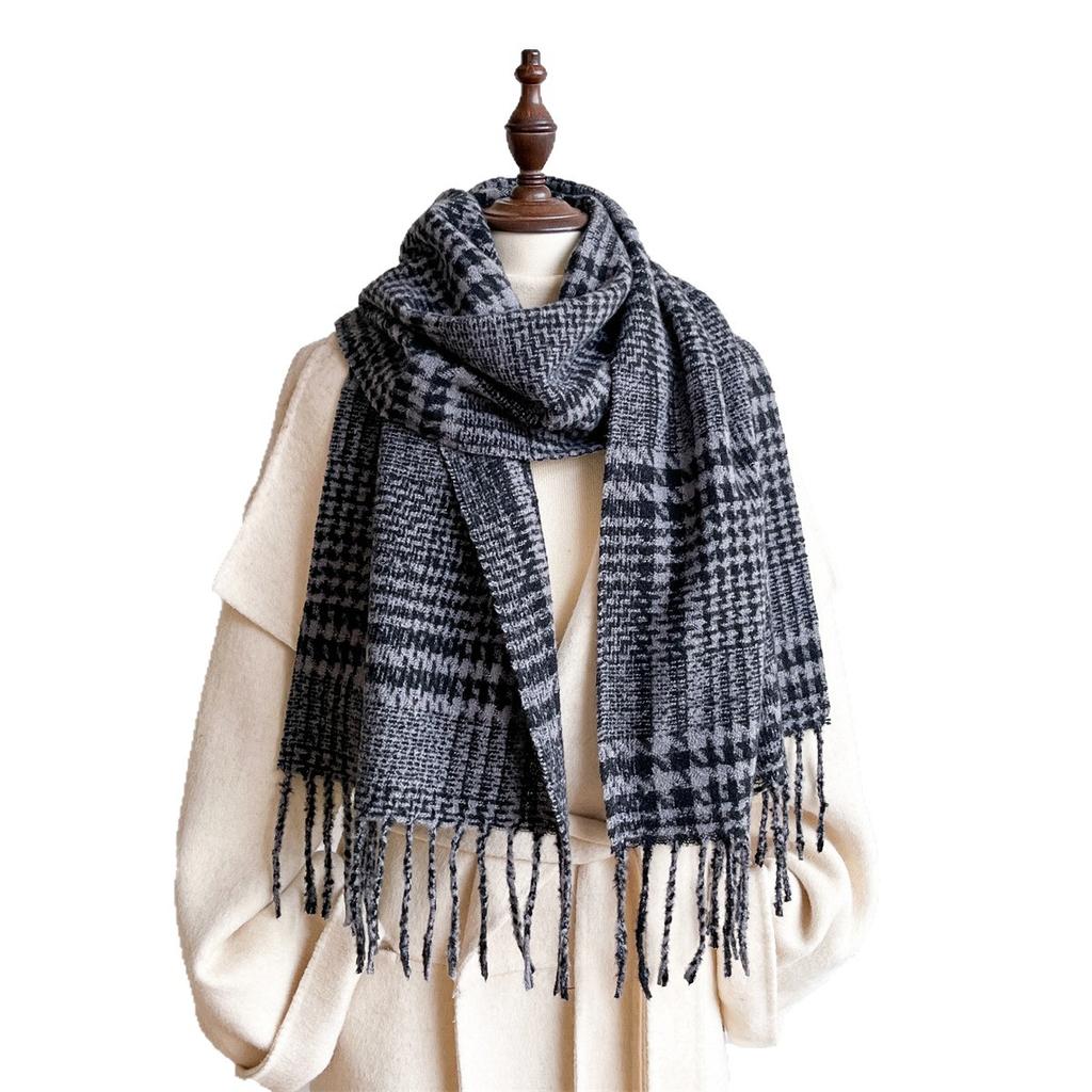 Autumn And Winter Striped Plaid Scarf Winter Versatile Warm Imitation Cashmere Shawl Couple Advanced Sense Thickened Scarf