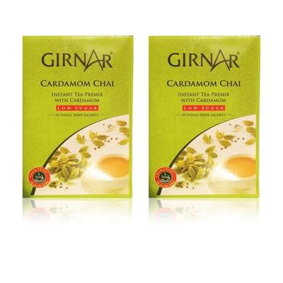Girnar Instant Premix Чай Кардомом (Низкое содержание сахара) - 80 грамм, 10 пакетиков - Упаковка из 2 штук