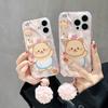 Cartoon Cute Animal Bear Phone Case for iPhone 16 13 14 15 Pro Max Laser IMD Color Shell