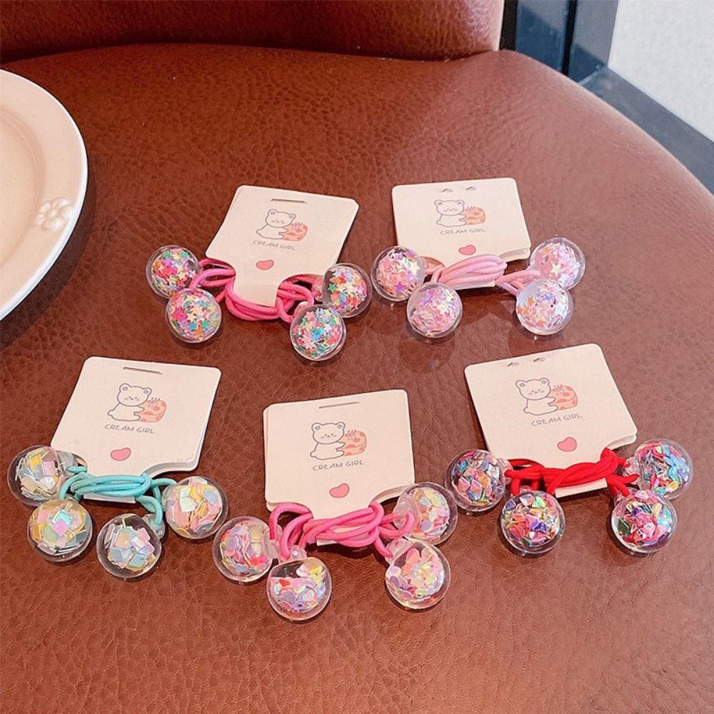 Tie Princess Rubber Band Tie Sequins Princess Hair Rope Cute Floral Hair Bands  for Children