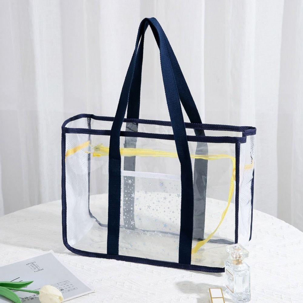 Large Capacity Pvc Transparent Handbag Cosmetic Bag Beach Tote Bag  Streetwear