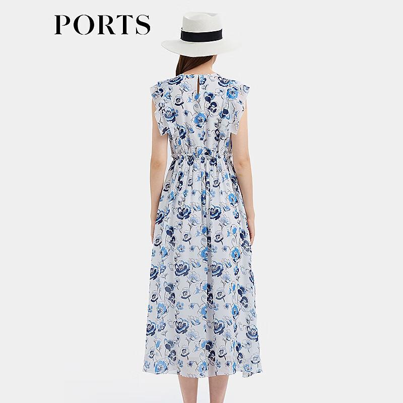 PORTS Women's Summer Printed Waist-Cinching Midi Dress