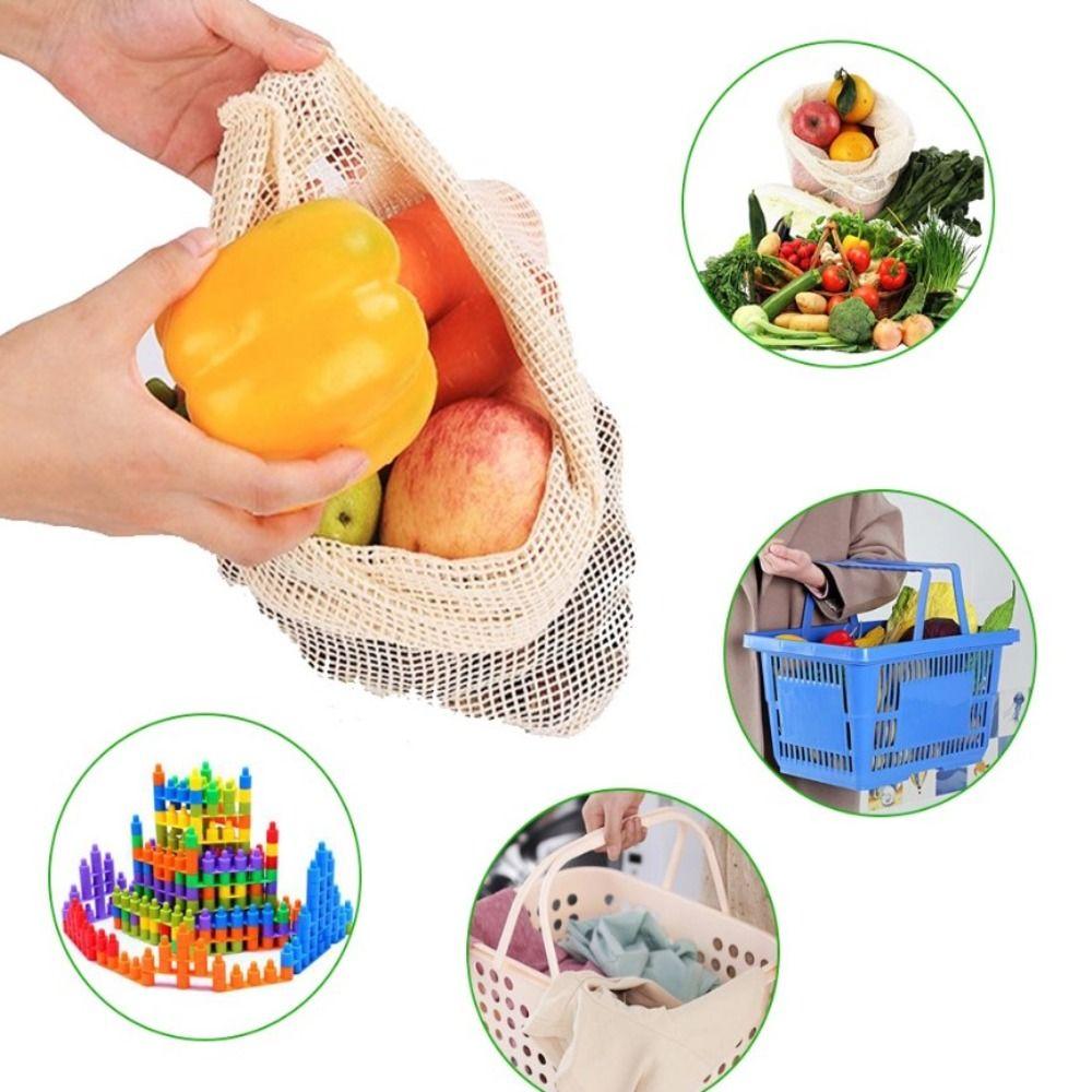 Reusable Cotton Mesh Bag Light Weight Drawstring Bag New Mesh Shopping Bag
