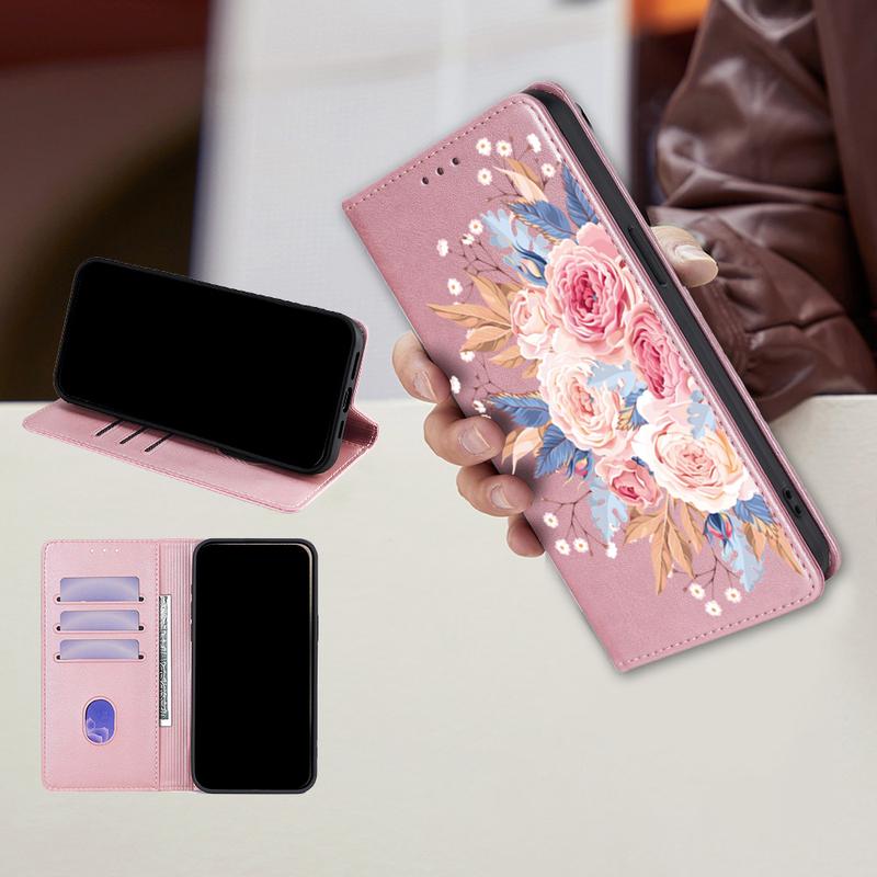 Магнитный кожаный чехол-книжка с цветочным узором для iPhone 17 Pro Max 16 15 14 13 12 11 Pro Max 16 Plus Air Слот для карт Кошелек