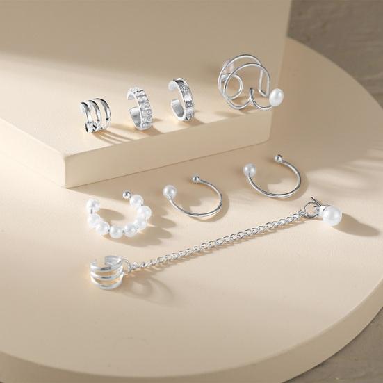 1 комплект зажимов для ушей с жемчугом и стразами, разные формы, искусственные C-образные украшения для ушей, ювелирные изделия