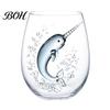 Stylish Nautical Themed Cup Marine Animal Theme Clear Glass Tumbler, Handcrafted Painted Glassware, Elegant Celebration Gift Creative Unique Drinking