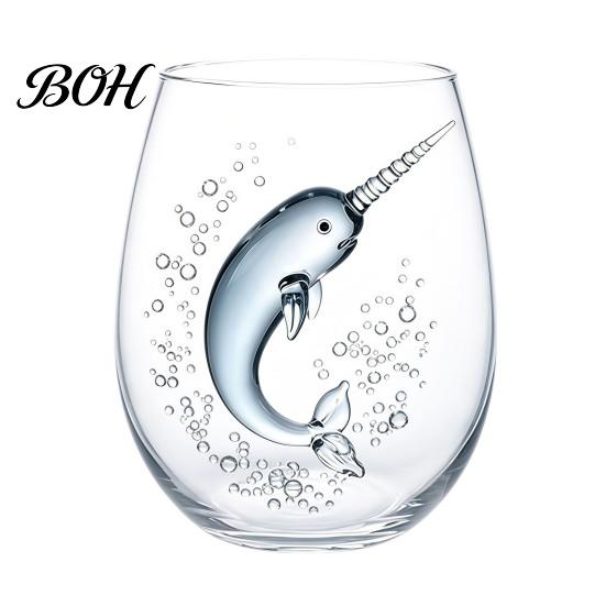 Stylish Nautical Themed Cup Marine Animal Theme Clear Glass Tumbler, Handcrafted Painted Glassware, Elegant Celebration Gift Creative Unique Drinking