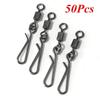 50Pcs Stainless Steel Fishing Swivels MS + QL Interlock Rolling Swivel with Hooked Snap Fish Hooks