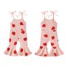 Детский комбинезон для девочек, ромпер с принтом клубники на бретелях-спагетти, одежда для вечеринки, повседневная