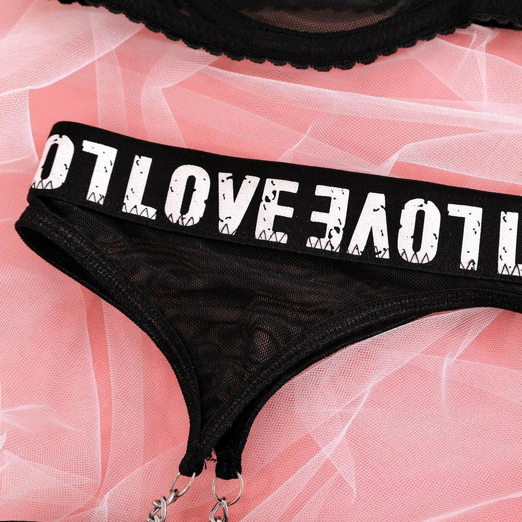 Tuexika модное женское сексуальное нижнее белье с английским буквенным принтом, трехсекционный пояс с подвязками, перспективное искушение, эротическое белье