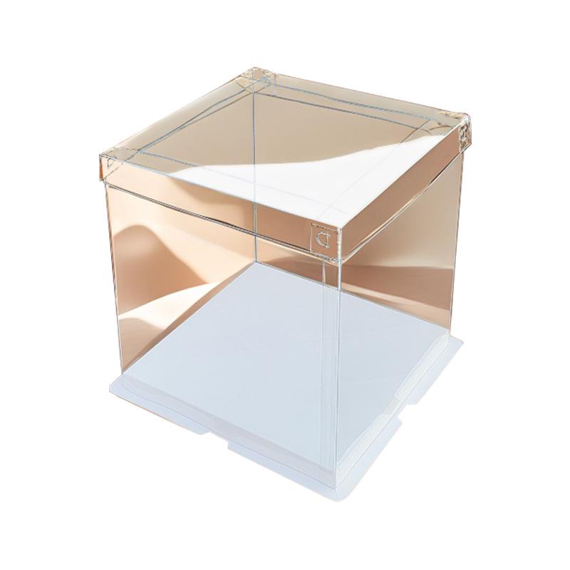 Transparent Cake Box with White Lid - 4, 6, 8, 10 Inch Three-in-One Heightened for Birthday Cakes
