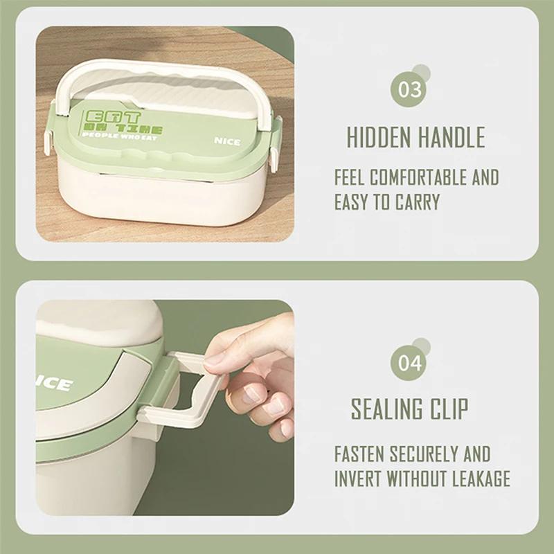 Ланч-бокс из нержавеющей стали 304 для студентов и офисных работников, портативный ланч-бокс большой вместимости со столовыми приборами, контейнеры для хранения продуктов