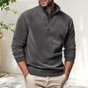 Мужская рубашка весна-осень на молнии с воротником-стойкой, однотонный пуловер с длинными рукавами, средней длины, деловой стиль, топ, повседневная одежда