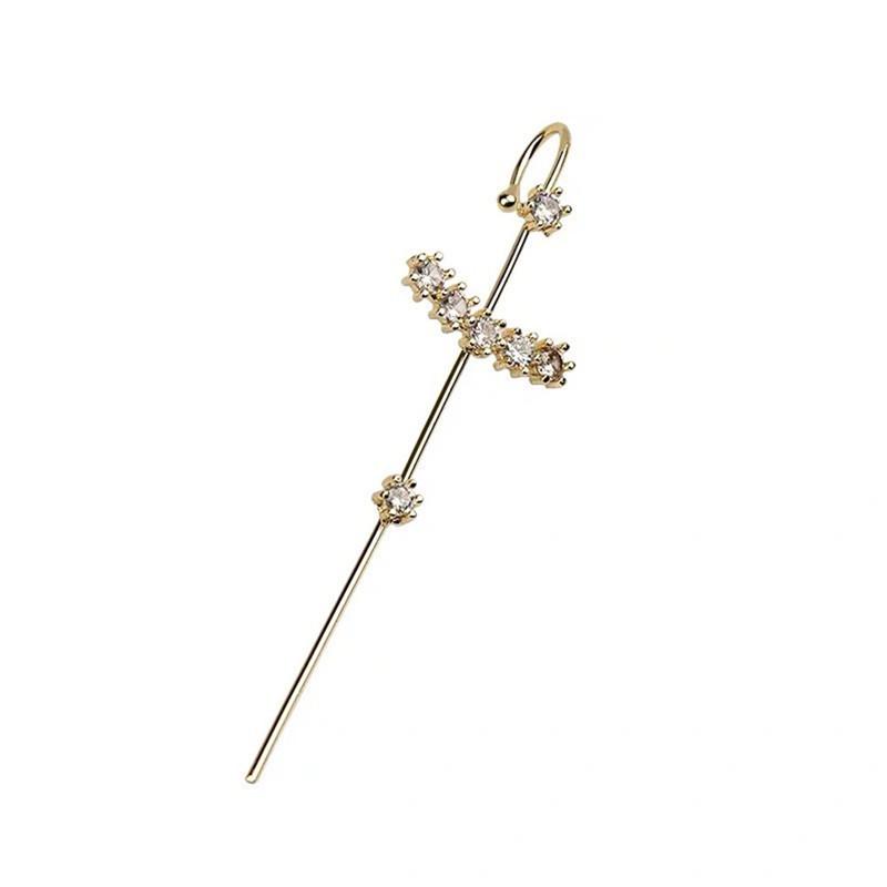 Модный пирсинг из циркония с клипсой для ушной раковины и диагональным дизайном ушной косточки для женщин