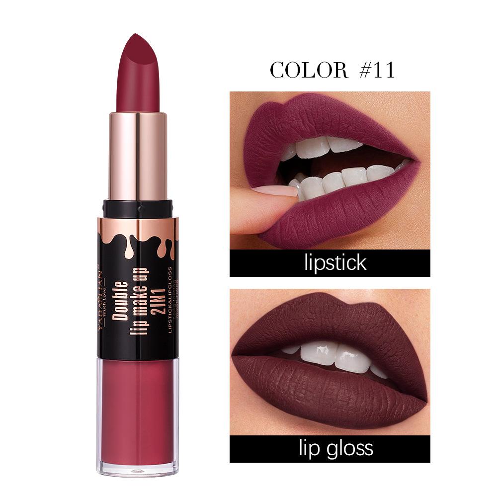 Двухкомпонентная матовая помада для губ с антипригарным покрытием Cup Velvet Mist Lip Glaze 2-в-1 водостойкий стойкий увлажняющий блеск для губ