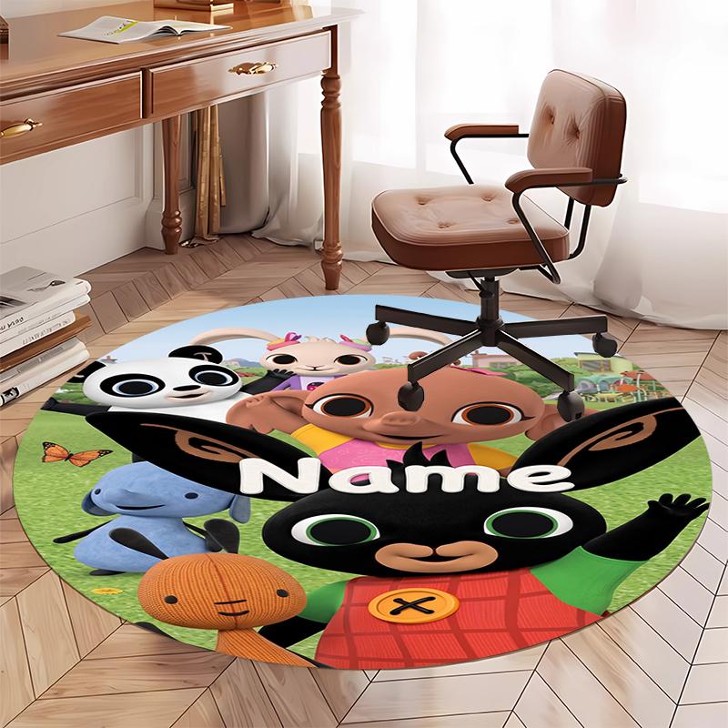 Custom Name Bing Printed Round Rug Carpet Chair Rug Area Rug Entryway Doormats,for Office Chair Living Room Bedroom Kitchen Room.