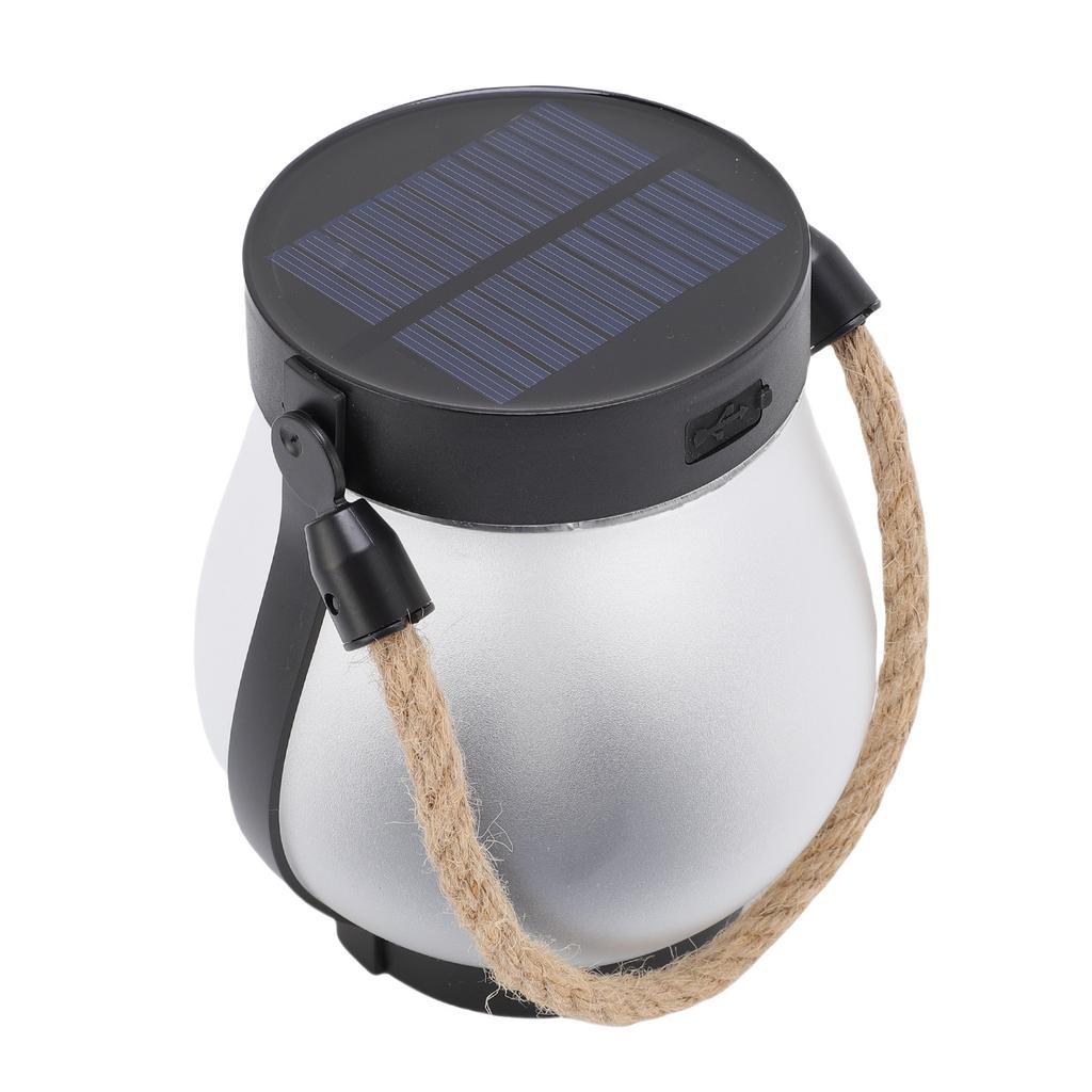 Solar Lantern for Outdoor Rainproof Hemp Rope Hanging Flame Flickering LED Garden Light for Camping Yard Pathway Patio