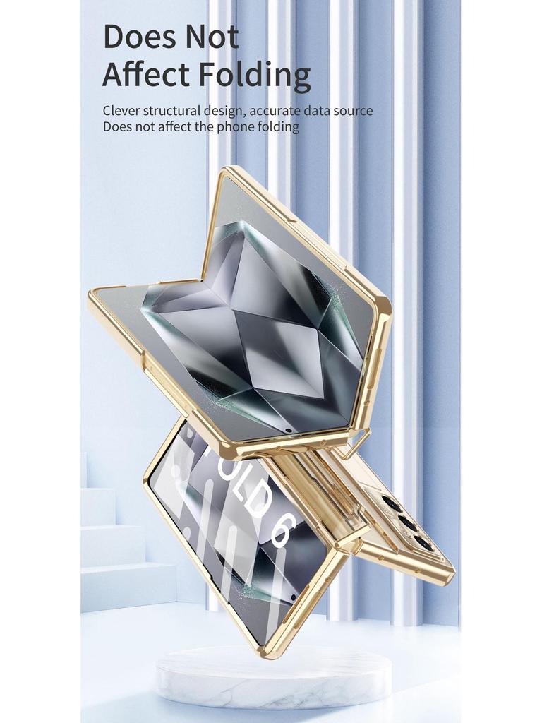 Защитный чехол для Samsung ZFold7 с плоским шарниром, электроплакированной пленкой для объектива и кожаным дизайном (Совместим с FOLD6 и W22)