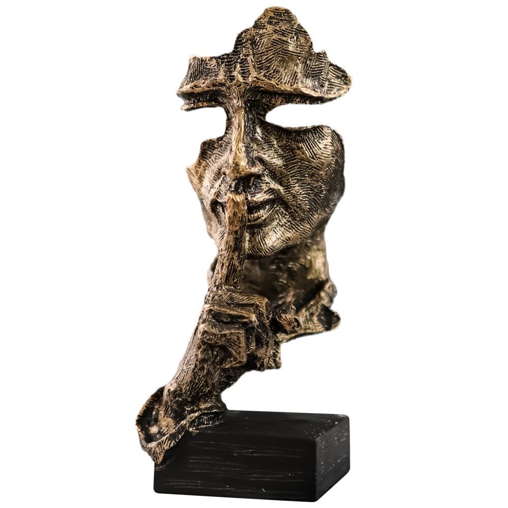 Abstract Art Sculpture Luxury Home Decor Silent is Gold Statue for Living Room Office Wine Cabinet Entryway Tabletop Decoration