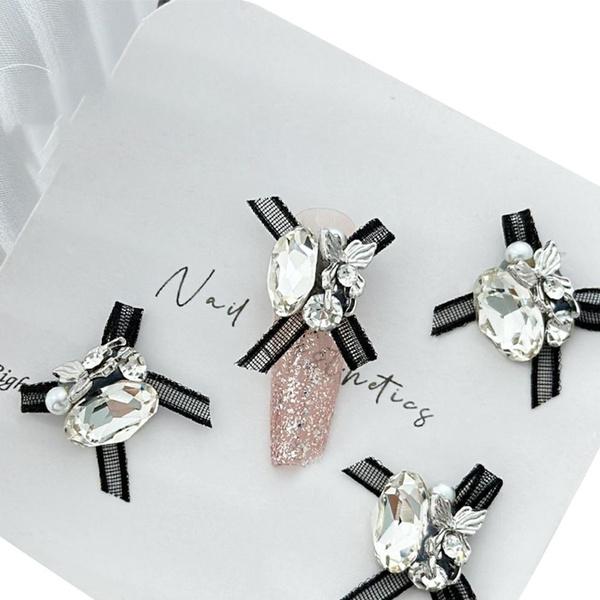 4 шт. Изысканные банты со стразами, чтобы добавить модности вашим ногтям для женщин и девочек ZHE