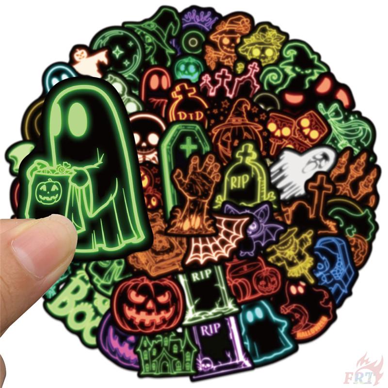 50Pcs/Set Neon Color. KUSO Funny Halloween Scary Horror Stickers DIY Fashion Waterproof Doodle Decals Stickers