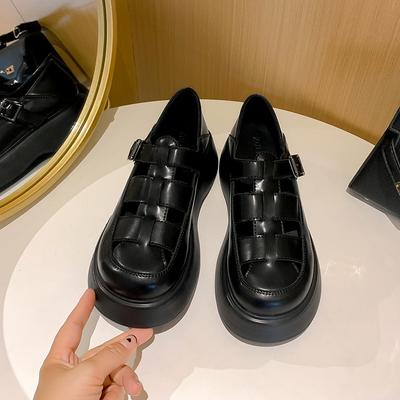 Платформенные сандалии женская мода верхняя одежда летняя сумка голова римские туфли плоские туфли-клетка из свиной кожи туфли-один педаль женские туфли кожаные одинарные туфли