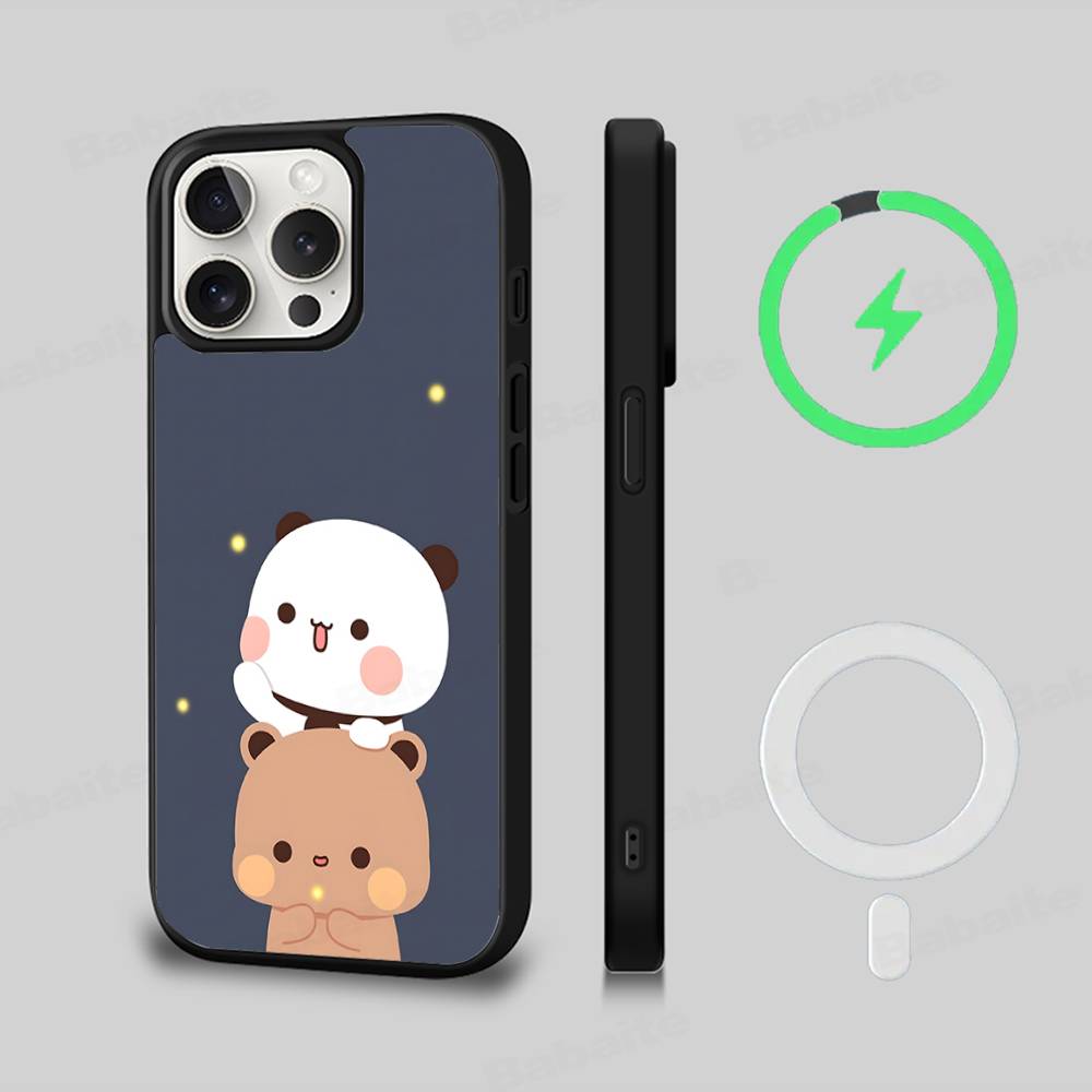 BUBU DUDU Мультяшный Матовый Магнитный Чехол Для Телефона Для IPhone 16 17 15 14 13 12 11 Для Magsafe Беспроводной Зарядки