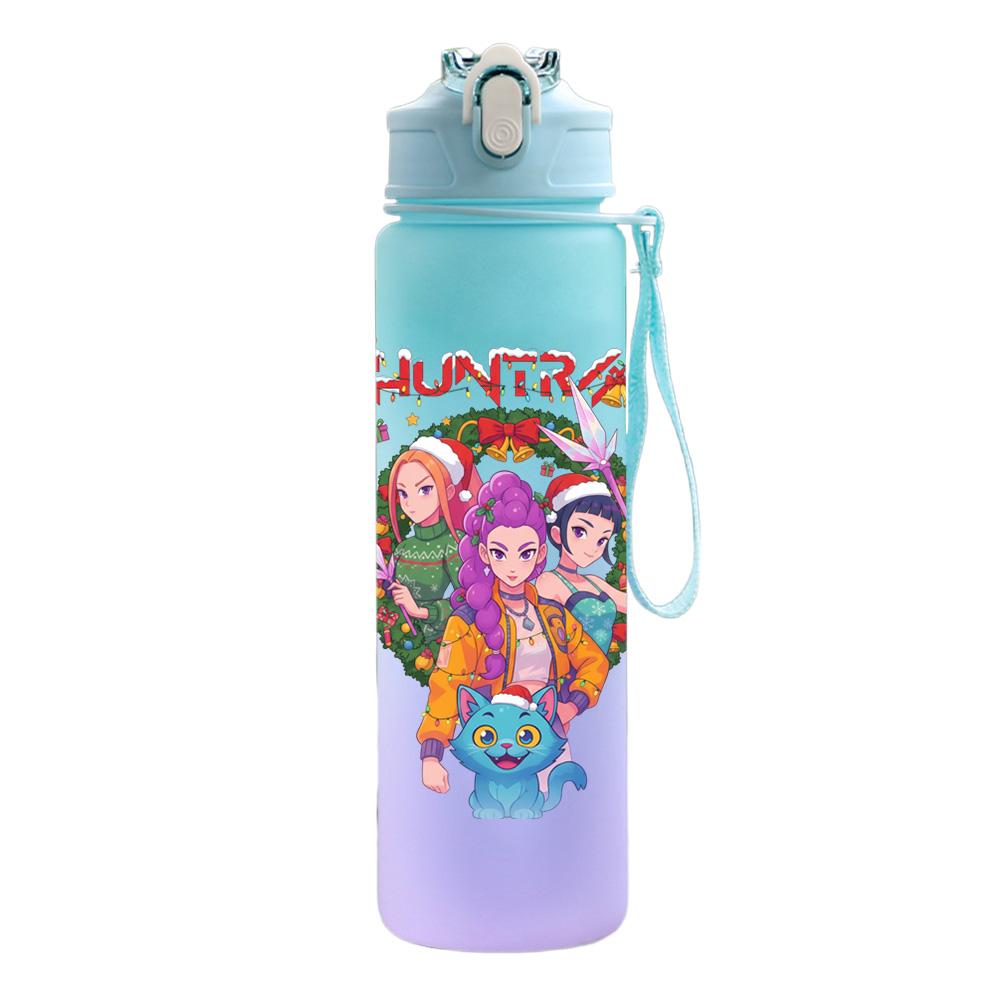 750Ml Water Bottle Cartoon Christmas K-Pop Demon Hunters Printed Large Capacity Drinking Cup Portable Outdoor Sports Water Cup Children Kid Gift