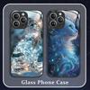 Милый Чехол-Картина с Животным Кошкой для IPhone 16 Pro Max 15 14 13 12 Mini 11 XS XR 7 8 14 Plus Жесткие Чехлы Чехлы из Закаленного Стекла