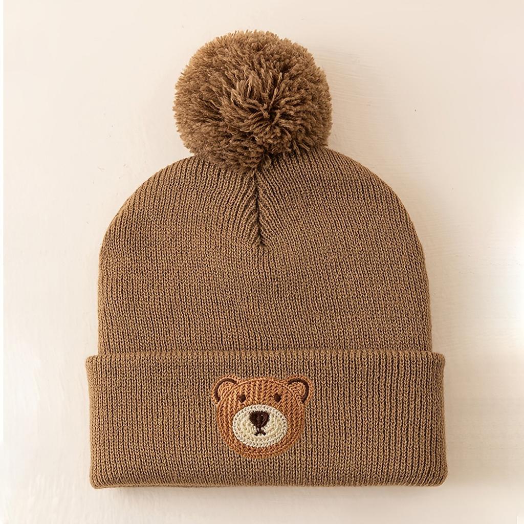 Xiaomi 1pc Soft Fur Round-Face Little Bear Cute Autumn-Winter Outdoor Knitted Brimless Hat Suitable for 0-3-Year-Old Babies