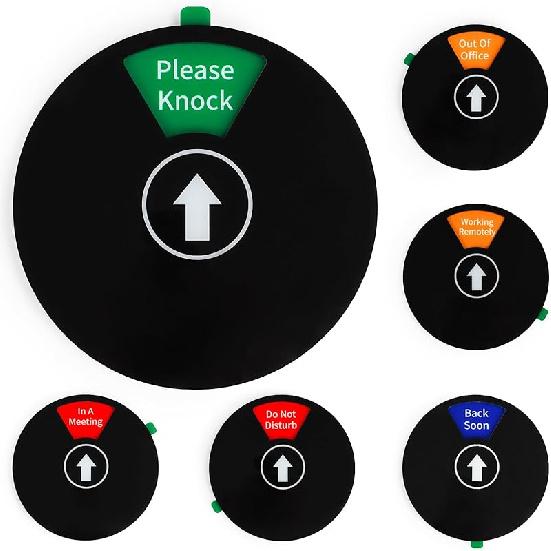 6-Sided Office Door Sign with Magnetic & Adhesive Backing - Rotating Privacy Indicator for Meeting, Do Not Disturb, Remote Work, Please Knock, Out of