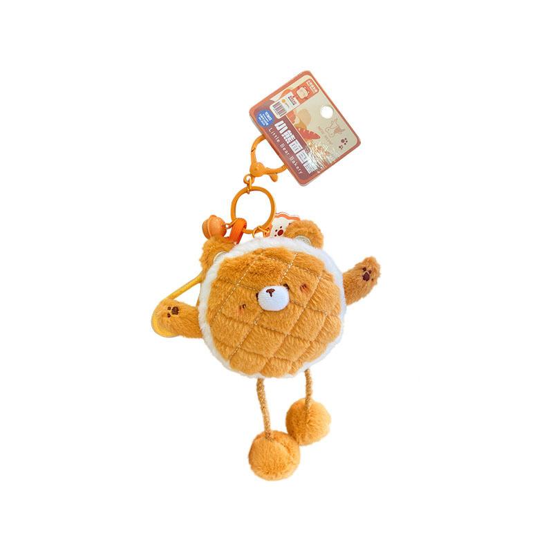 Bear Little Cartoon Bread Design Plush Keychain Coin Pouch For Everyday Carry