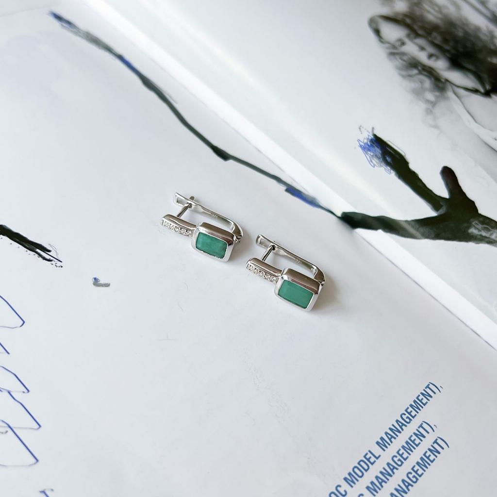 Серебряные серьги с натуральным изумрудом 2.13ct (2152910)