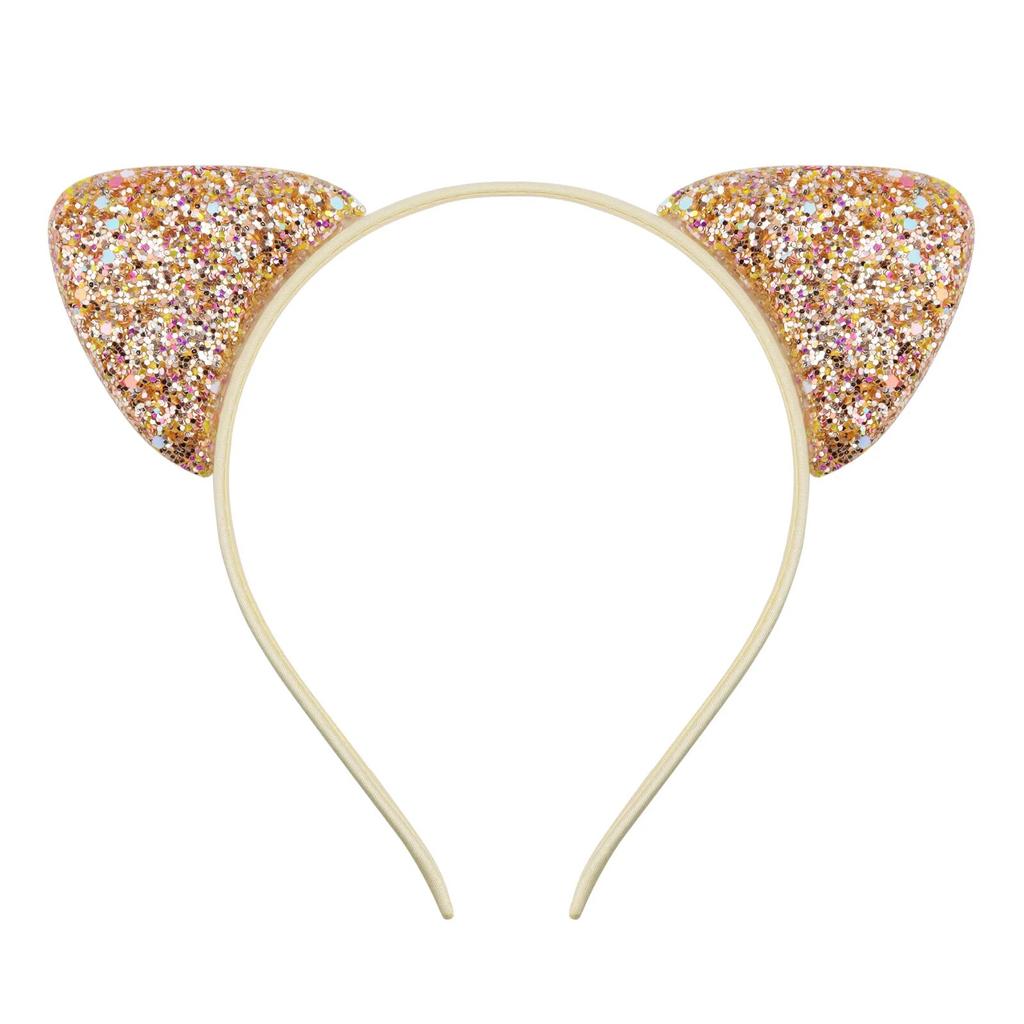 Glitter Cute Cat Ears Headband Kitty Headband Women Girls Kids Sparkly Hair Metal Hoop Shiny Hair Bands Hair Accessories
