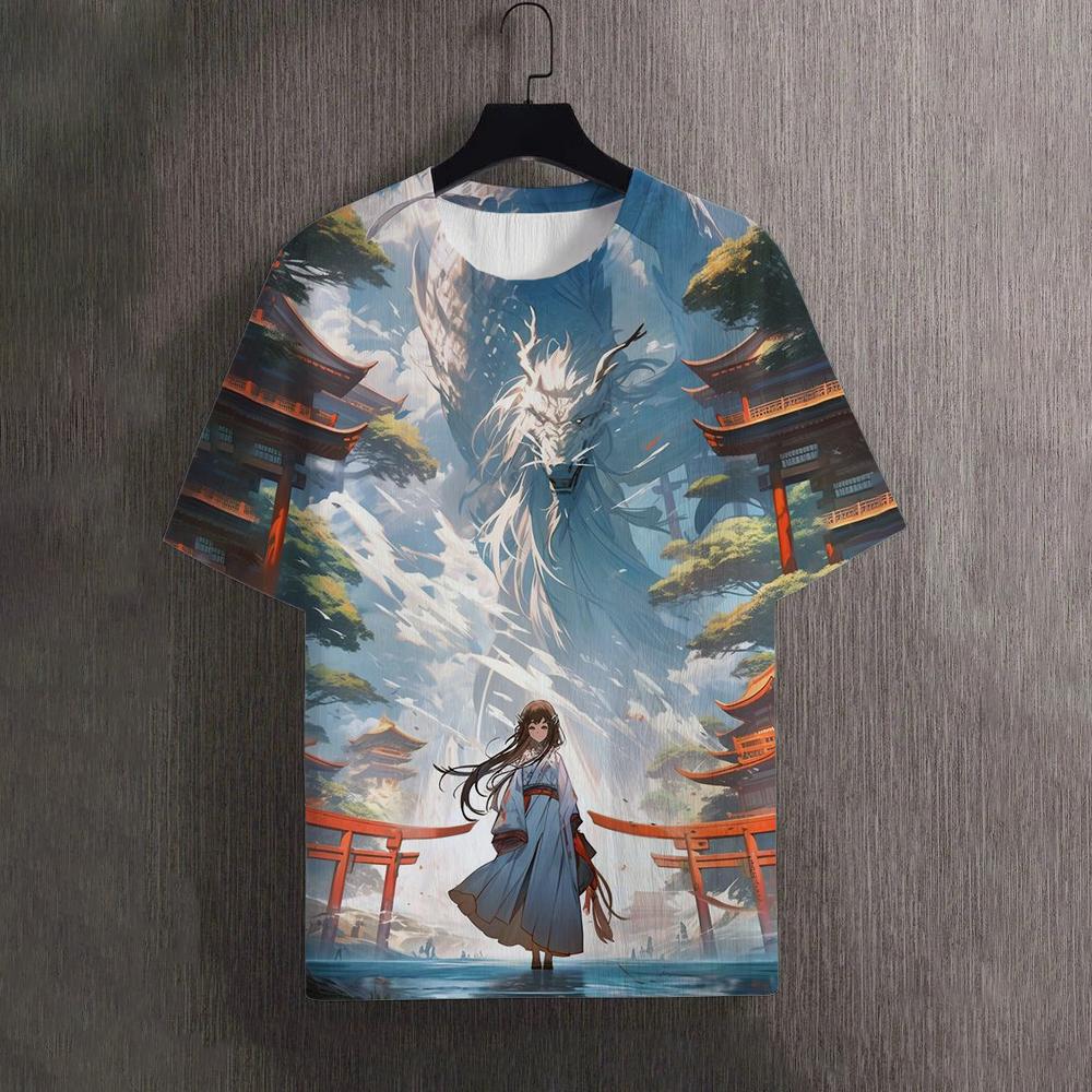 Мужские футболки Летние футболки с рисунком дракона и принтом 3D Красивые женские футболки для улицы Футболка большого размера для мужчин