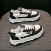 Мода 2024 года, новые кожаные женские черные белые повседневные кроссовки из вулканизированной кожи, дышащие спортивные туфли для ходьбы и бега на платформе, туфли на плоской подошве