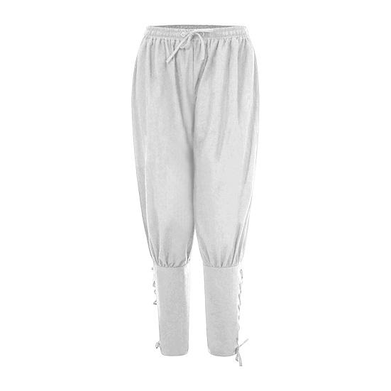 Men Pants Medieval Vikings Pirate Ankle-banded Strap Elastic Loose Waist Pleated Lace-up Solid Color Cropped Trousers Cosplay Performance Costume