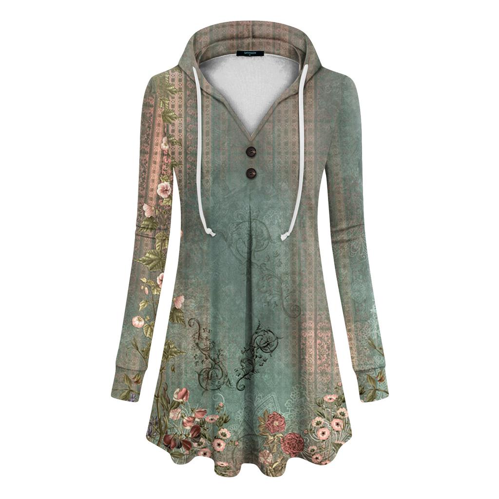 Женские повседневные модные однотонные толстовки с капюшоном на пуговицах и длинными рукавами с V-образным вырезом