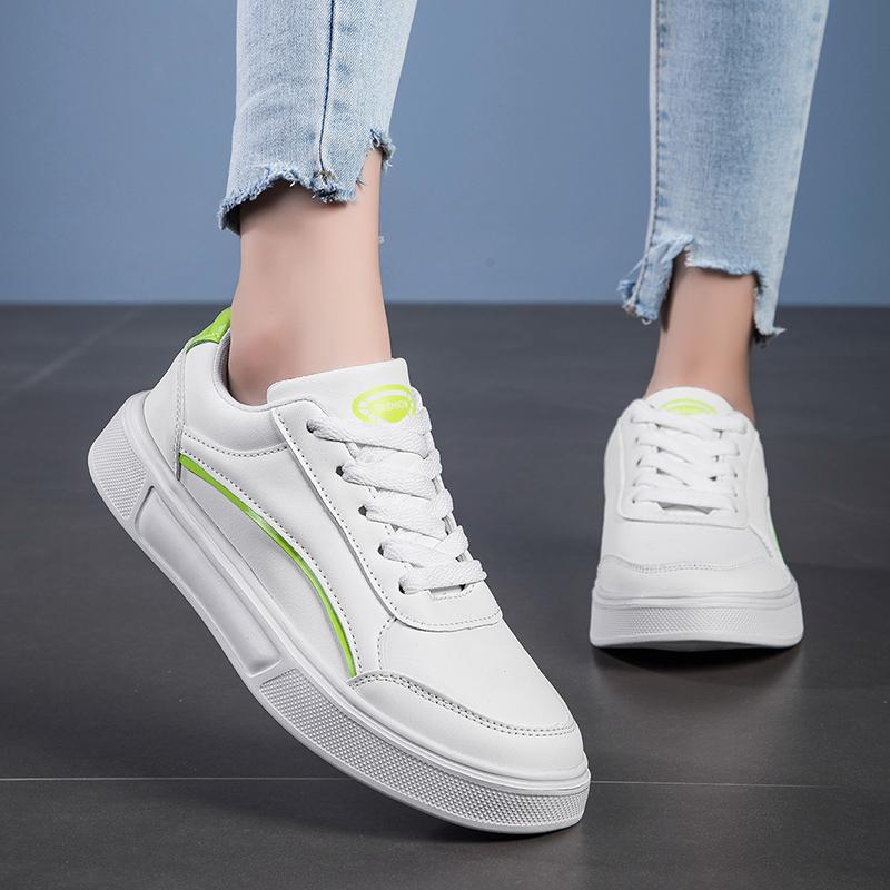 TUINANLE Белая обувь. Женская спортивная обувь из искусственной кожи. Кроссовки для скейтборда на плоской подошве.