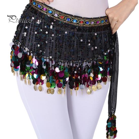 Belly Dance Skirt Sequin Tassel Waist Scarf Exotic Style Tie Up Adjustable Thin Skirt See-through Lace Stage Performance Cosplay Mini Skirt Apron Wrap